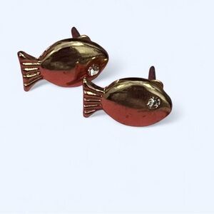 Gold and Brown Fish Earrings